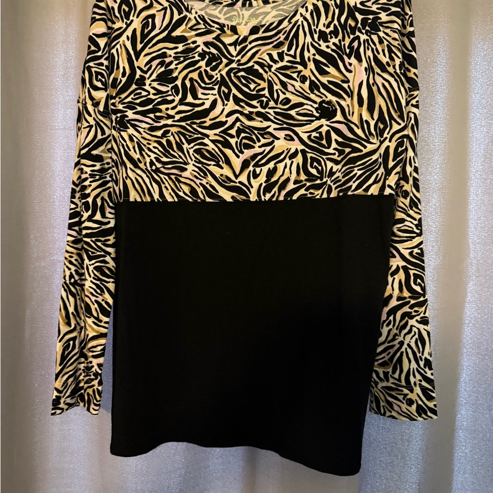 Lilly Pulitzer Black and Cream Long Sleeve Top